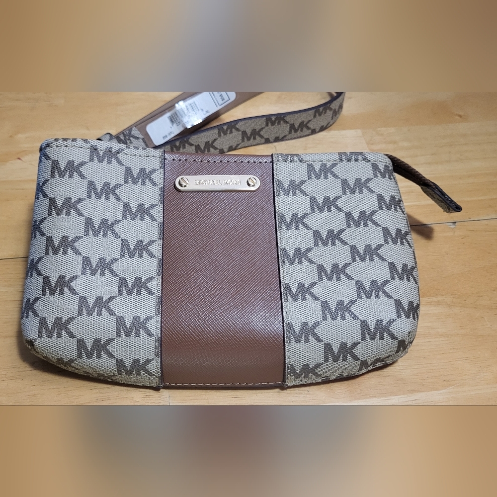 Michael Kors Adjustable Boxed Belt Bag MK Logo Brown Fanny Waist Travel Bag